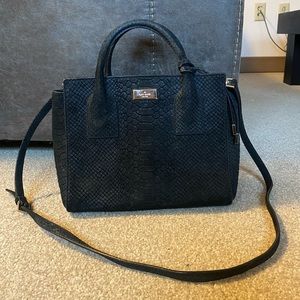 Kate Spade New York Meriwether Black Snake Embossed Suede Tote